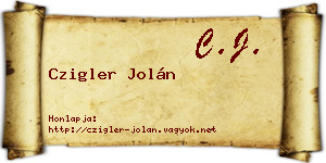 Czigler Jolán névjegykártya